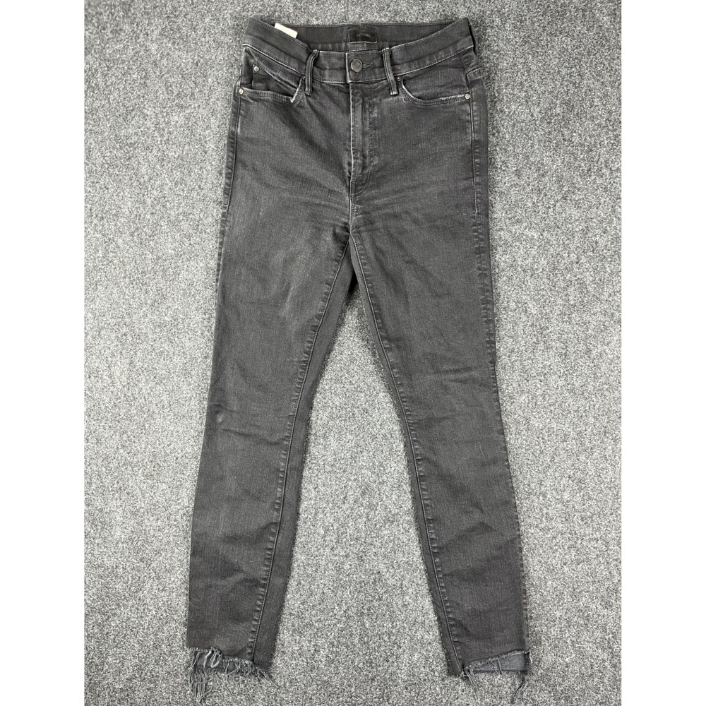 Mother Stunner Zip Ankle Step Fray Jeans Not Guilty Black Skinny Size 25